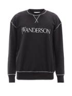 Jw Anderson - Logo-embroidered Cotton-jersey Sweatshirt - Mens - Black