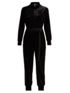 Matchesfashion.com Norma Kamali - Belted Velvet Jumpsuit - Womens - Black