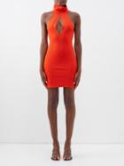Gauge81 - Maioris High-neck Cutout Jersey Mini Dress - Womens - Orange