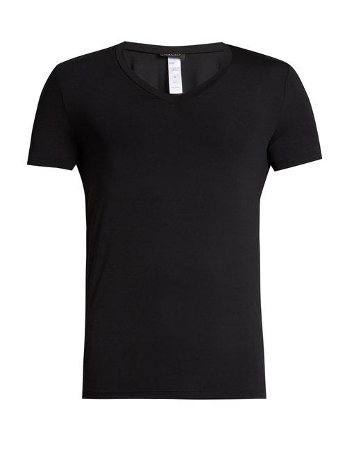 Matchesfashion.com Hanro - V Neck Micro Touch Jersey T Shirt - Mens - Black