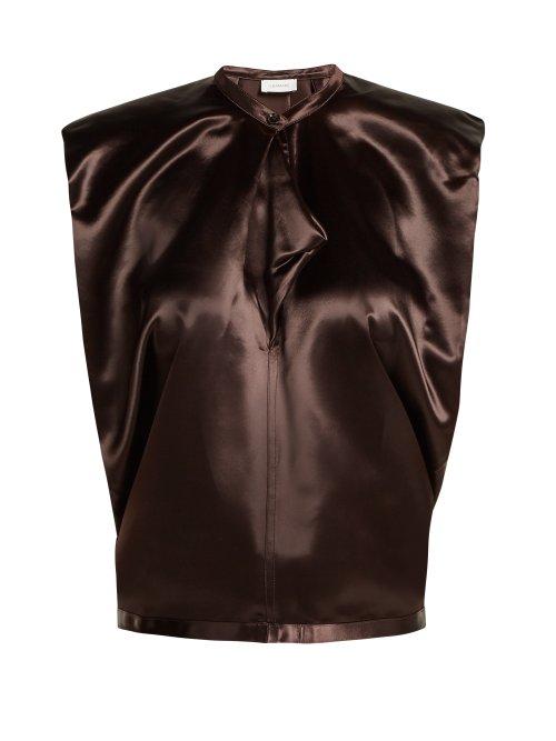 Matchesfashion.com Lemaire - Round Neck Satin Top - Womens - Dark Brown
