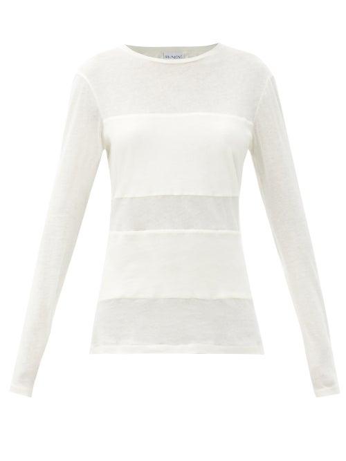 Matchesfashion.com Raey - Double-panel Cotton-blend Long-sleeved T-shirt - Womens - Ivory