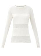 Matchesfashion.com Raey - Double-panel Cotton-blend Long-sleeved T-shirt - Womens - Ivory