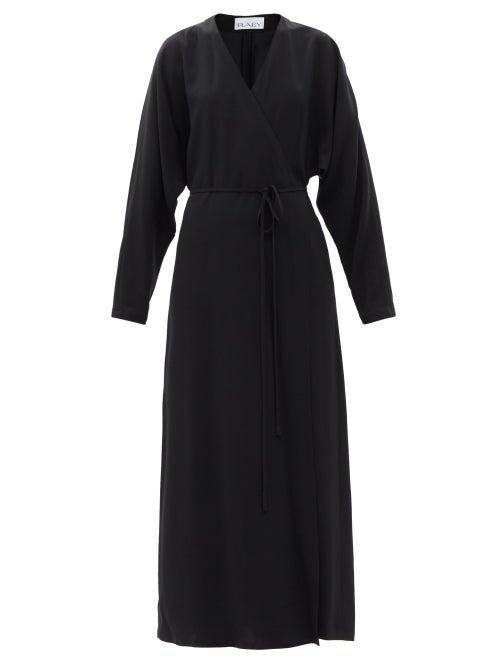 Ladies Rtw Raey - Dolman-sleeve Side-split Wrap Dress - Womens - Black