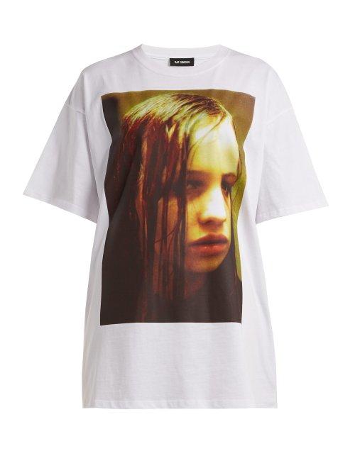 Matchesfashion.com Raf Simons - Christiane F. Photographic Print T Shirt - Womens - White Print