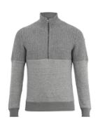 Moncler Half-zip Contrast-panel Wool And Jersey Sweater