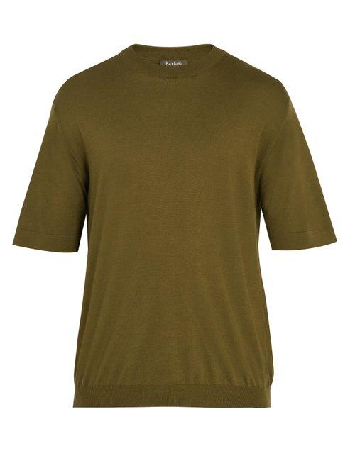 Matchesfashion.com Berluti - Crew Neck Cashmere Blend T Shirt - Mens - Khaki