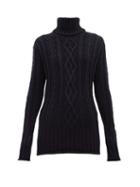 Matchesfashion.com Thom Browne - Striped High Neck Wool Sweater - Womens - Navy