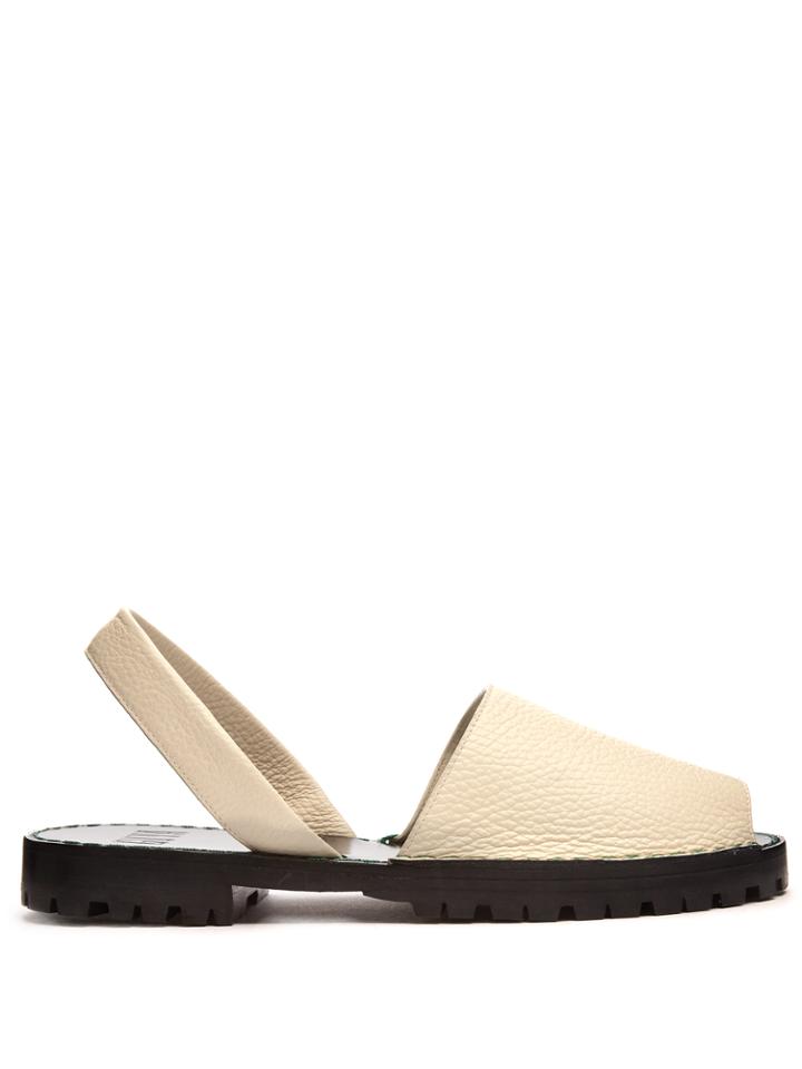 Goya Pebbled-leather Slingback Sandals