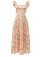 Matchesfashion.com Zimmermann - Goldie Floral Print Linen Maxi Dress - Womens - Pink