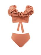 Matchesfashion.com Maygel Coronel - Lucila Ruffled Bikini - Womens - Orange