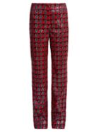 Matchesfashion.com Diane Von Furstenberg - Waved Check Jacquard Straight Leg Trousers - Womens - Red Multi