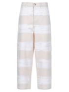 Matchesfashion.com Marni - Brushstroke Stripe-print Wide-leg Jeans - Womens - Ivory