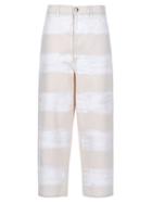 Matchesfashion.com Marni - Brushstroke Stripe-print Wide-leg Jeans - Womens - Ivory