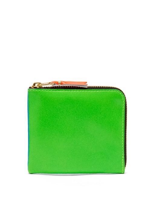 Matchesfashion.com Comme Des Garons Wallet - Zip-around Bi-colour Leather Wallet - Mens - Blue Multi