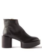 Mm6 Maison Margiela - Platform Leather Ankle Boots - Womens - Black