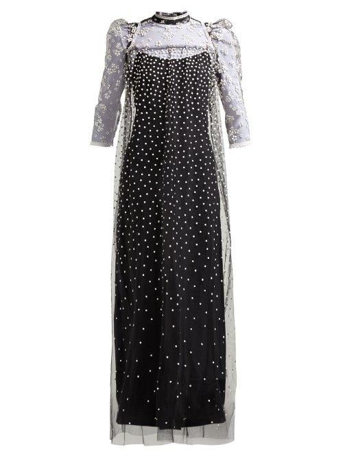 Matchesfashion.com Biyan - Golla Floral And Polka Dot Tulle Dress - Womens - Black Multi