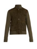 Matchesfashion.com Ralph Lauren Purple Label - Cashmere And Suede Single Breasted Military Jacket - Mens - Dark Green