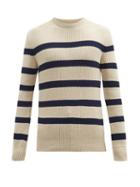 Matchesfashion.com Oliver Spencer - Blenheim Striped Organic-cotton Sweater - Mens - Beige Multi