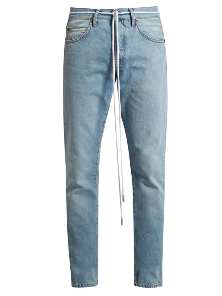 Off-white Spray-print Slim-leg Jeans