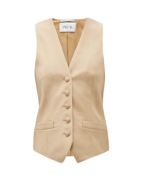 Matchesfashion.com Pallas Paris - Gambler V-neck Wool Waistcoat - Womens - Beige