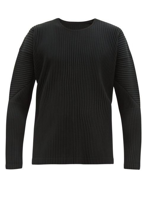 Matchesfashion.com Homme Plisse Issey Miyake - Pleated Long Sleeve T Shirt - Mens - Black