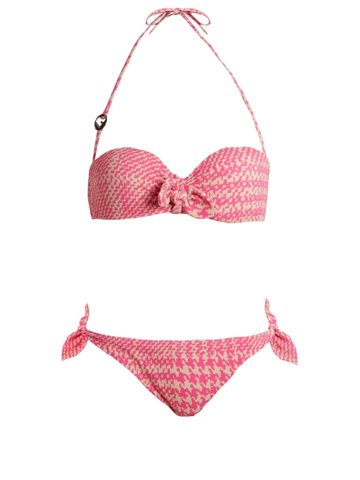 Fendi Prince Of Wales-checked Print Bandeau Bikini