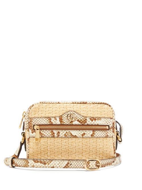 Matchesfashion.com Gucci - Ophidia Mini Watersnake Trim Cross Body Bag - Womens - Beige Multi
