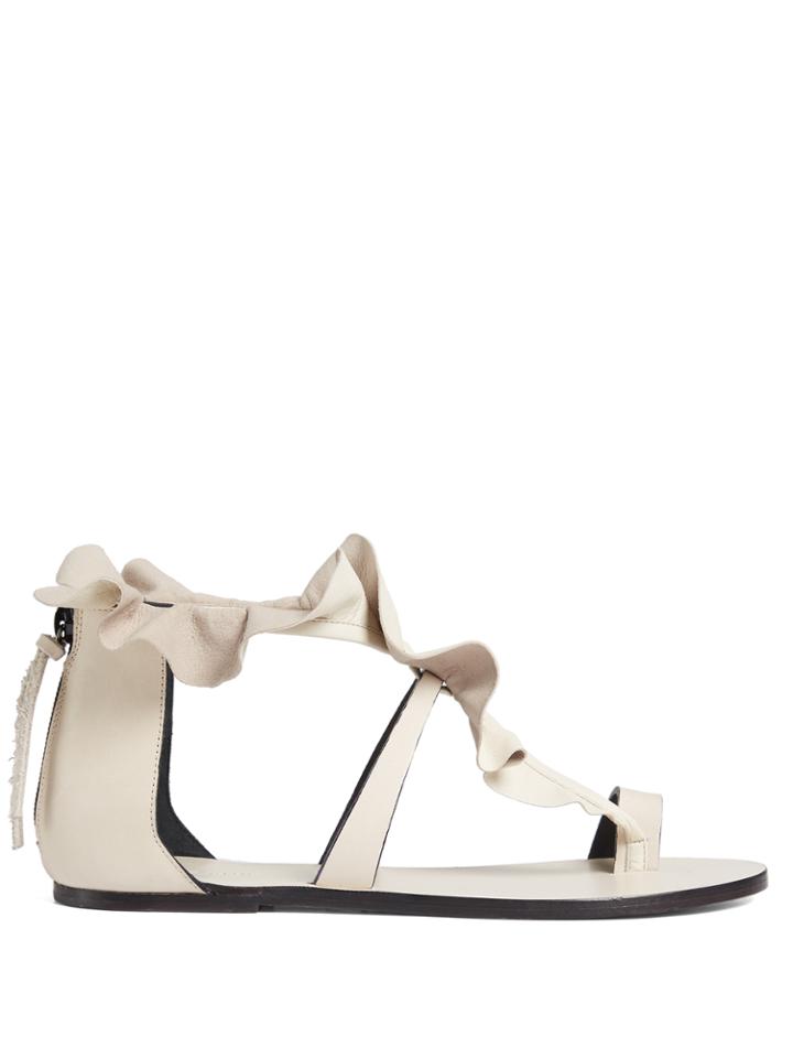 Isabel Marant Audry Ruffle-trimmed Flat Leather Sandals