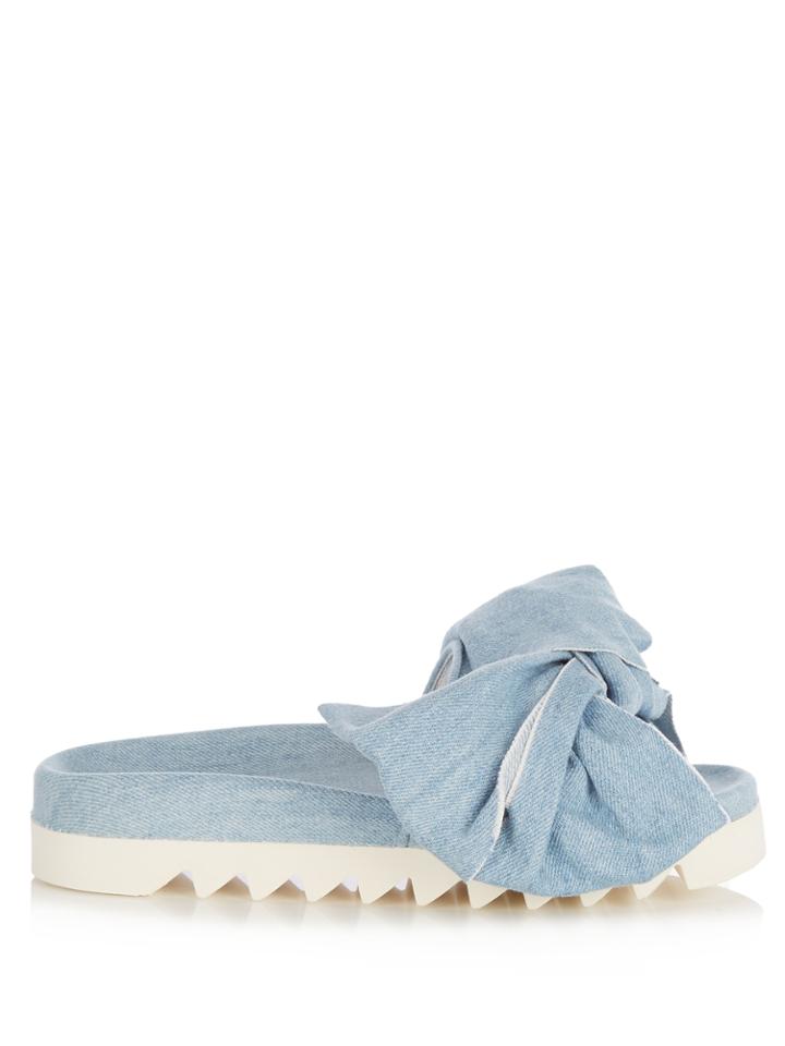 Joshua Sanders Bow-detail Denim Platform Slides