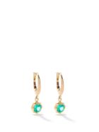 Jade Trau - Sophisticated Emerald & 18kt Gold Hoop Earrings - Womens - Yellow Gold