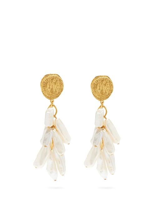 Matchesfashion.com Lizzie Fortunato - Roma Freshwater-pearl Gold-plated Drop Earrings - Womens - Pearl
