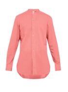 Matchesfashion.com Finamore 1925 - Gaeta Band Collar Cotton Chambray Shirt - Mens - Red