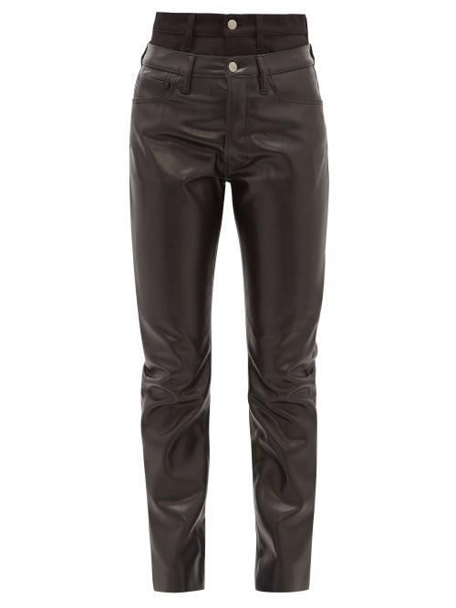 Matchesfashion.com Aries - Double Waistband Faux Leather Trousers - Womens - Black