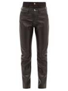Matchesfashion.com Aries - Double Waistband Faux Leather Trousers - Womens - Black