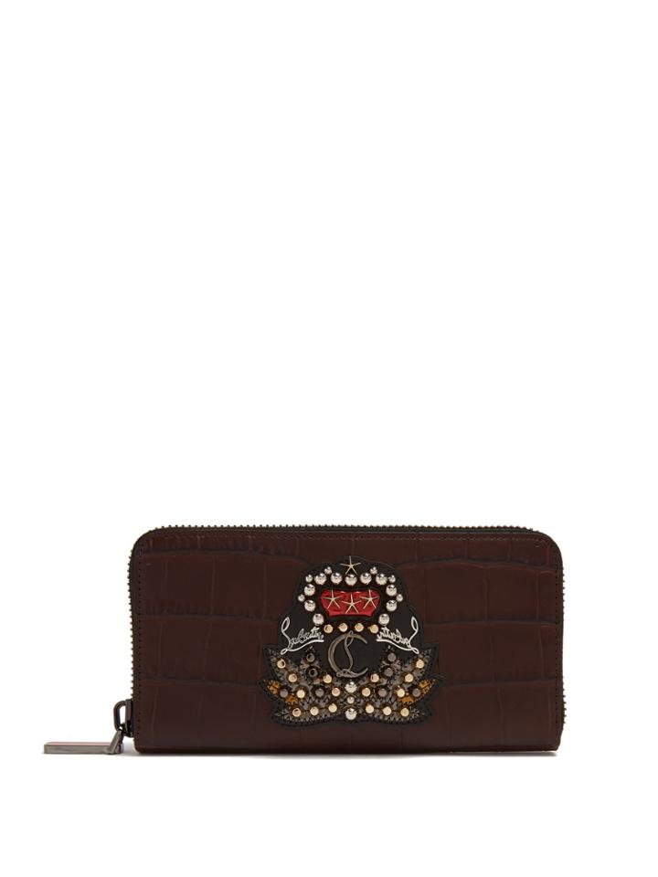Christian Louboutin Embellished Crocodile-effect Wallet