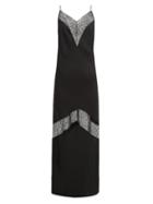 Matchesfashion.com Marina Moscone - Lace Insert Satin Slip Dress - Womens - Black