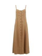 Matchesfashion.com Three Graces London - Bonita Buttoned Linen Midi Dress - Womens - Khaki