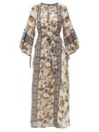 Matchesfashion.com D'ascoli - Vista Floral-print Cotton Maxi Dress - Womens - Grey Print