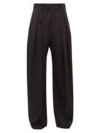 Matchesfashion.com Jw Anderson - High Rise Wool Twill Wide Leg Trousers - Womens - Black