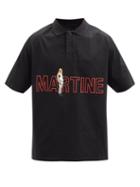Matchesfashion.com Martine Rose - Ribano Logo-print Cotton-jersey Polo Shirt - Mens - Black