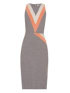 Altuzarra Klein Chevron-patterned Stretch-wool Dress