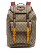 Gucci Gg Supreme-print Leather-trimmed Canvas Backpack