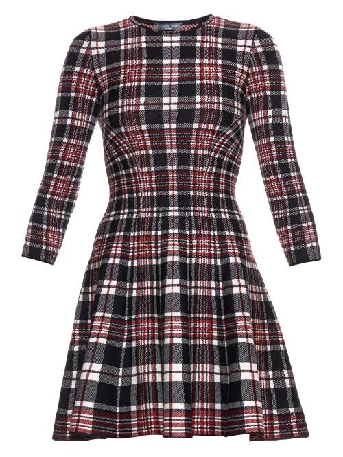 Alexander Mcqueen Engineered Tartan-check Wool Mini Dress