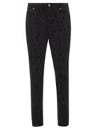 Dolce & Gabbana - Leopard-flocked Slim-leg Jeans - Mens - Black Multi