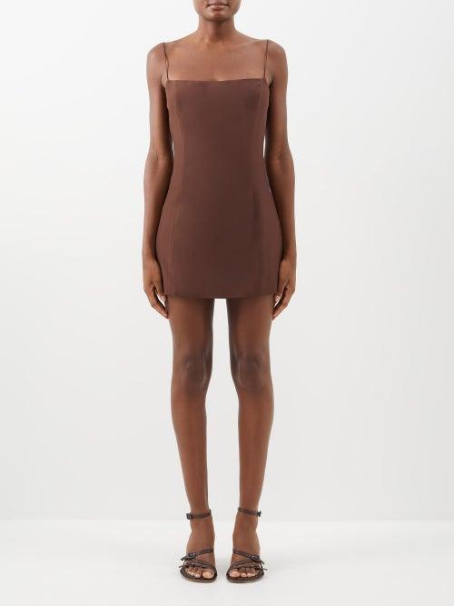 Gauge81 - Toyama Silk-twill Mini Dress - Womens - Brown