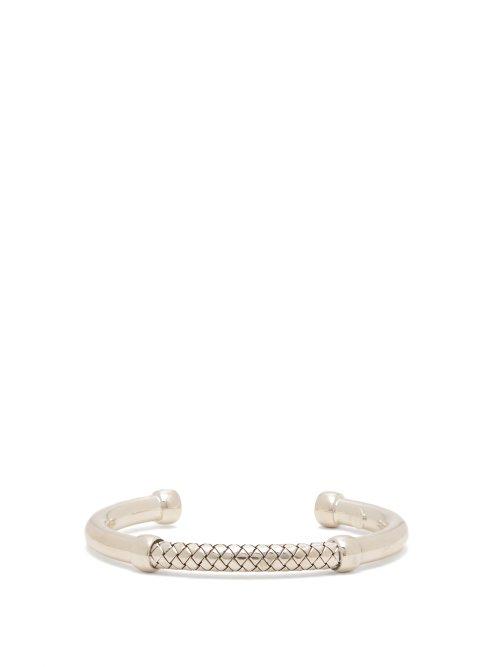Matchesfashion.com Bottega Veneta - Intrecciato Silver Bracelet - Womens - Silver
