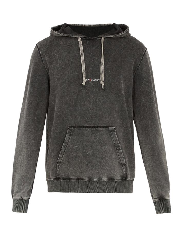 Saint Laurent Logo-print Washed Hooded Sweatshirt