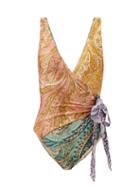 Matchesfashion.com Zimmermann - Brighton Wrap-front Paisley-print Swimsuit - Womens - Multi