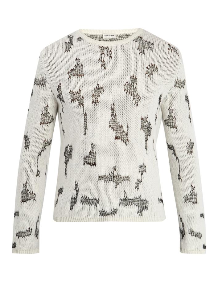 Saint Laurent Cross-stitch Cashmere-blend Sweater
